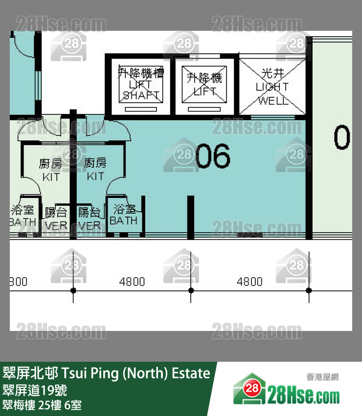 翠屏北邨 翠梅樓25樓 6室 平面圖