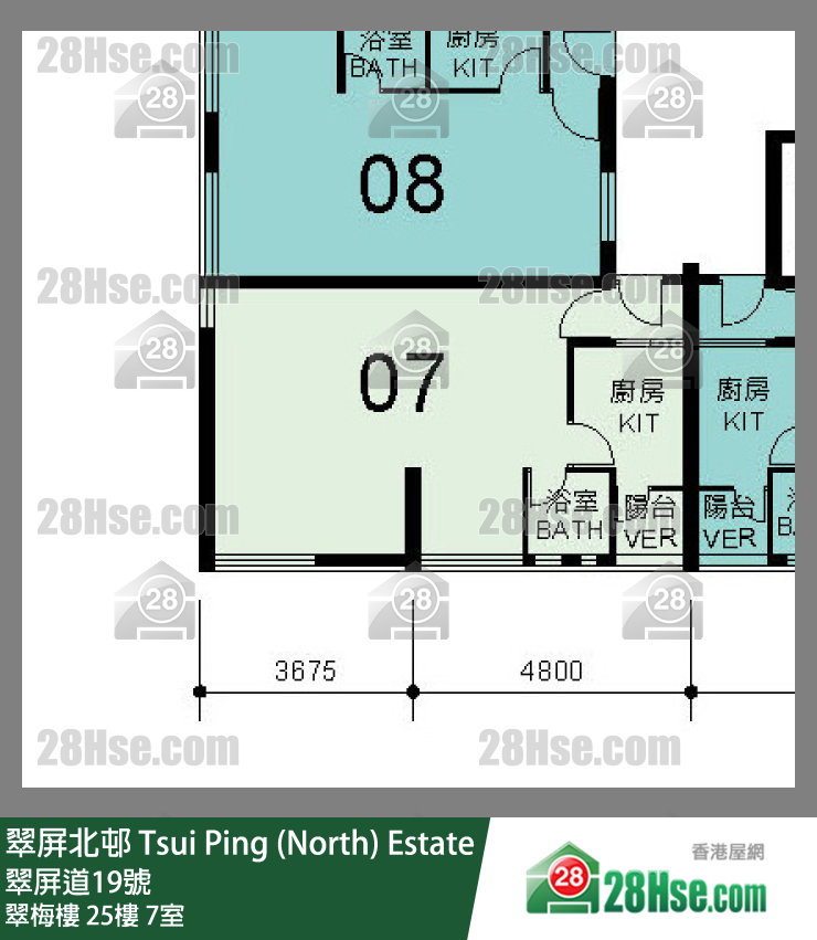 翠屏北邨 翠梅樓25樓 7室 平面圖