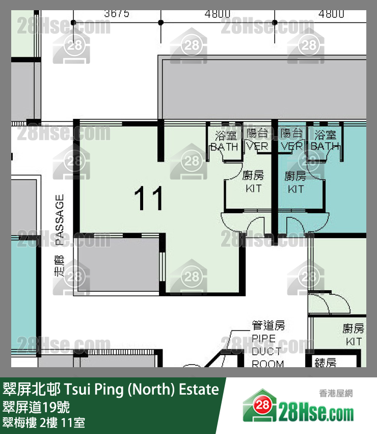 翠屏北邨 翠梅樓2樓 11室 平面圖