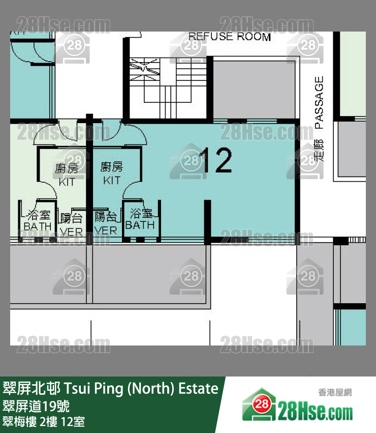 翠屏北邨 翠梅樓2樓 12室 平面圖