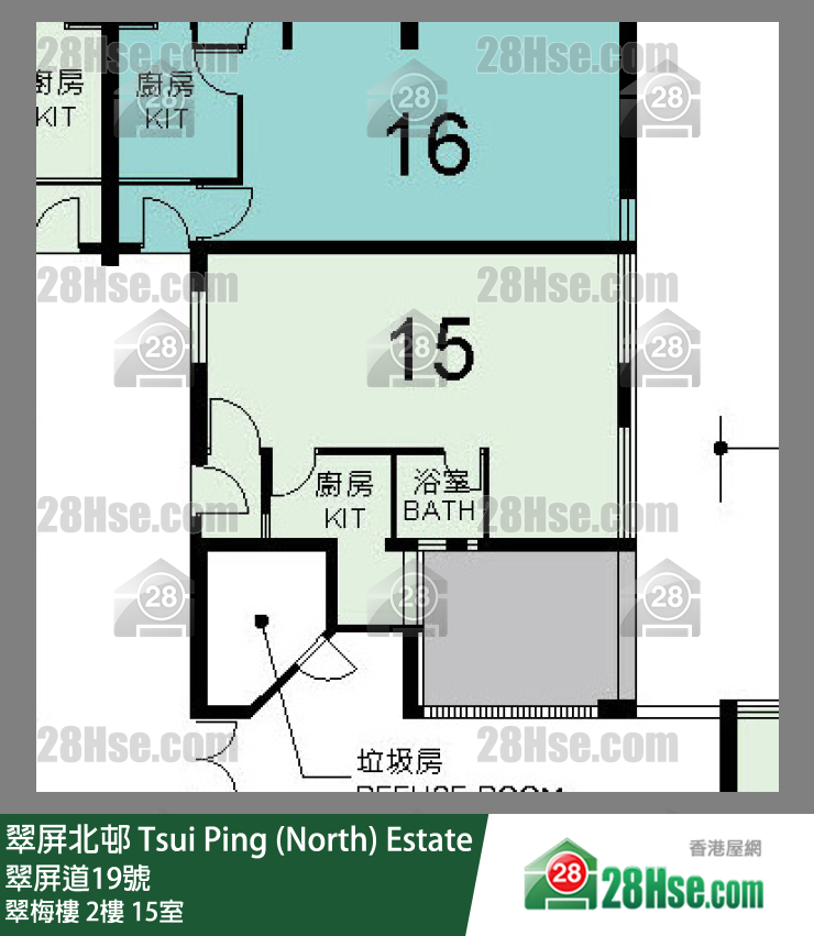 翠屏北邨 翠梅樓2樓 15室 平面圖