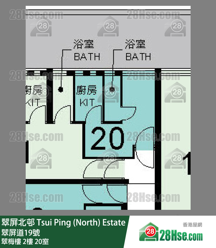 翠屏北邨 翠梅樓2樓 20室 平面圖