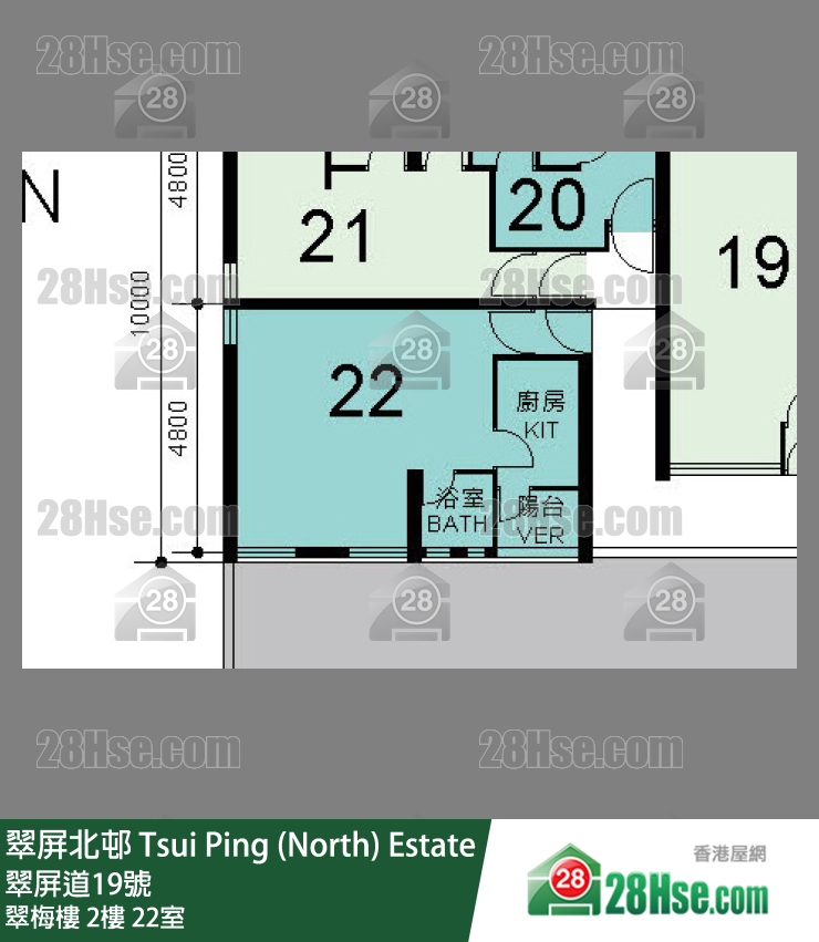 翠屏北邨 翠梅樓2樓 22室 平面圖