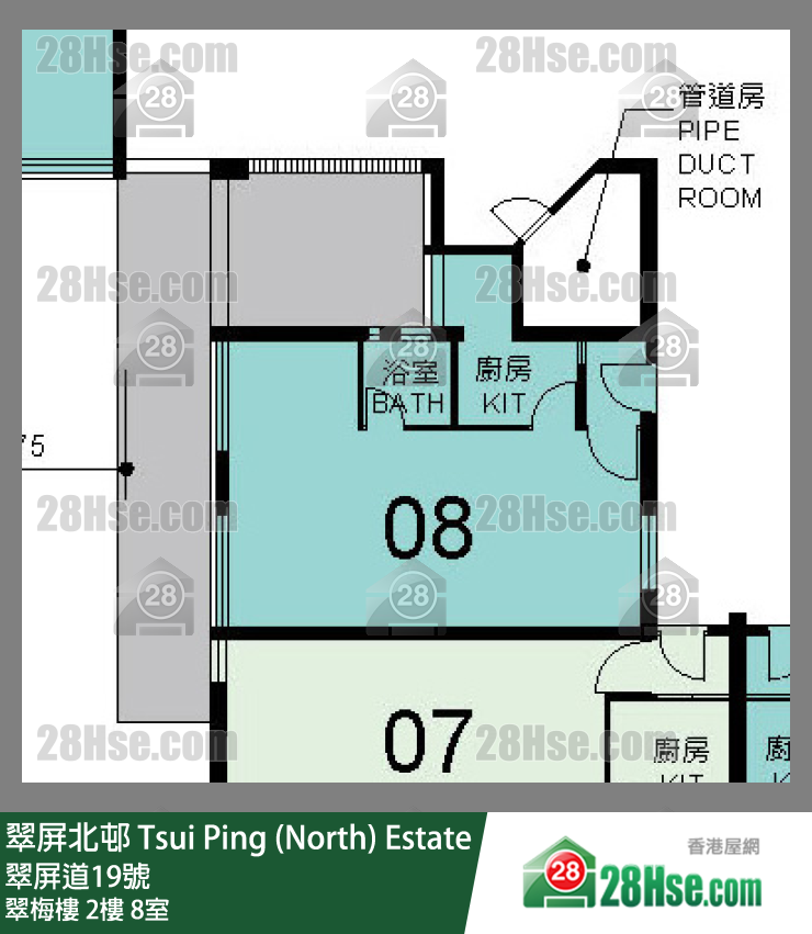 翠屏北邨 翠梅樓2樓 8室 平面圖
