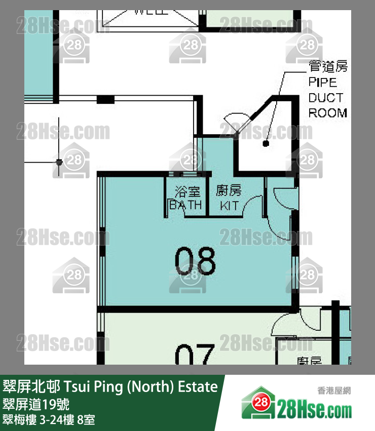 翠屏北邨 翠梅樓19樓 8室 平面圖