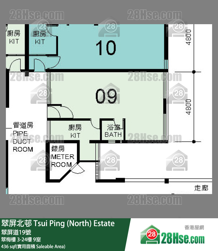 翠屏北邨 翠梅樓19樓 9室 平面圖