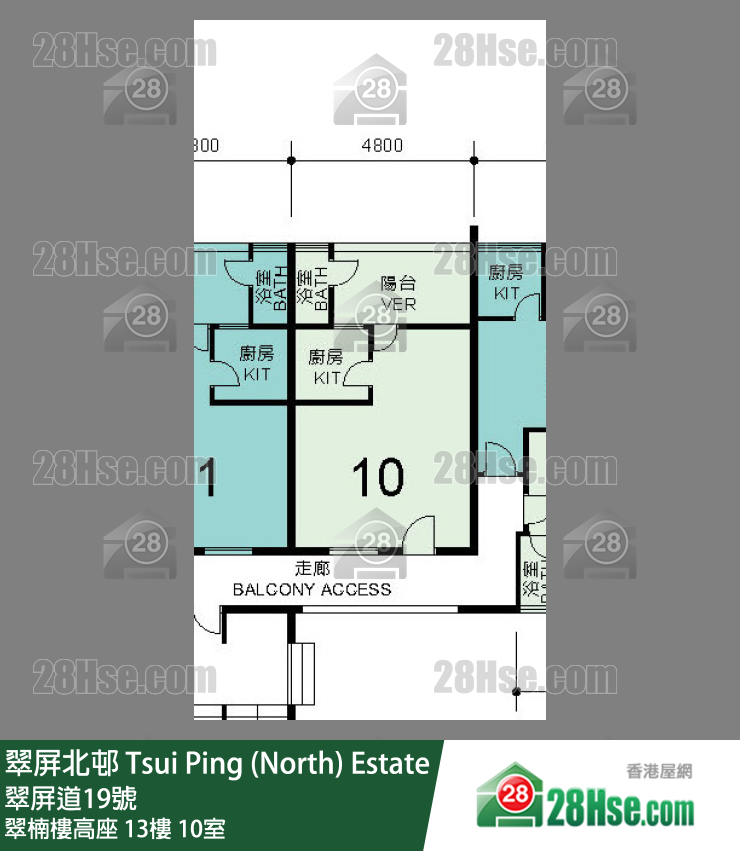 翠屏北邨 翠楠樓高座13樓 10室 平面圖