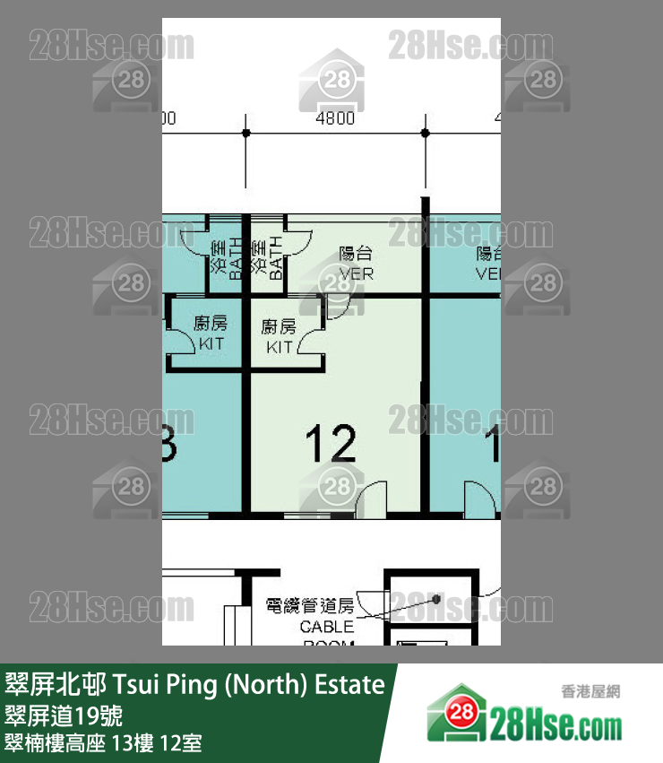 翠屏北邨 翠楠樓高座13樓 12室 平面圖