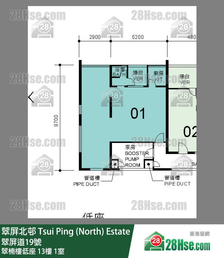 翠屏北邨 翠楠樓低座13樓 1室 平面圖