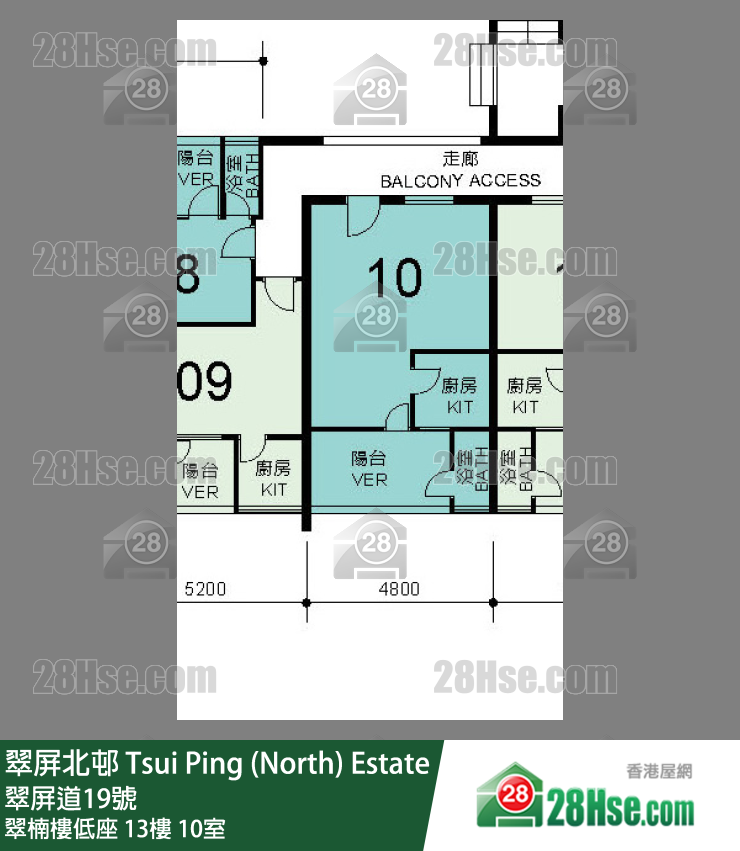翠屏北邨 翠楠樓低座13樓 10室 平面圖
