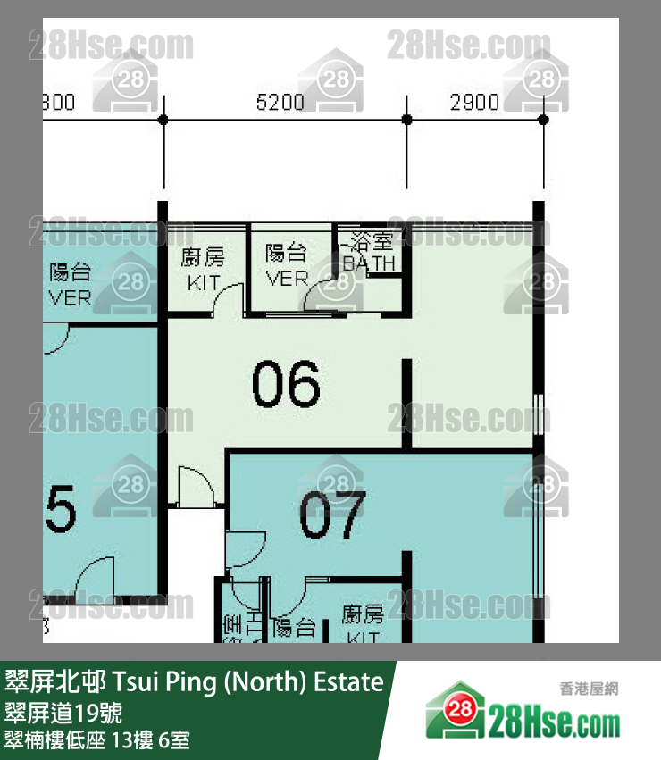 翠屏北邨 翠楠樓低座13樓 6室 平面圖
