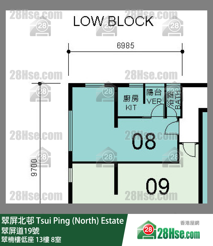 翠屏北邨 翠楠樓低座13樓 8室 平面圖