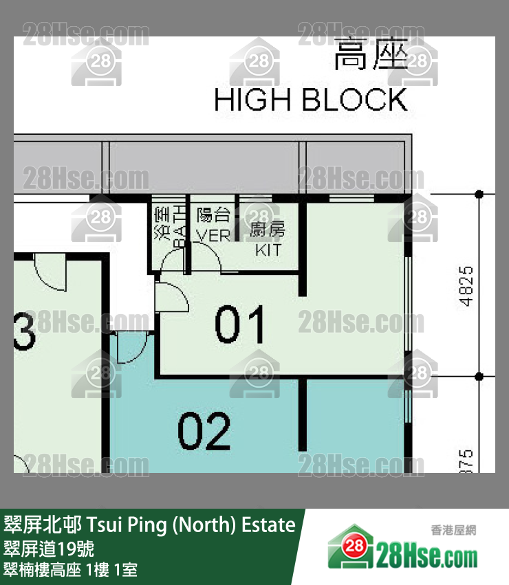 翠屏北邨 翠楠樓高座1樓 1室 平面圖