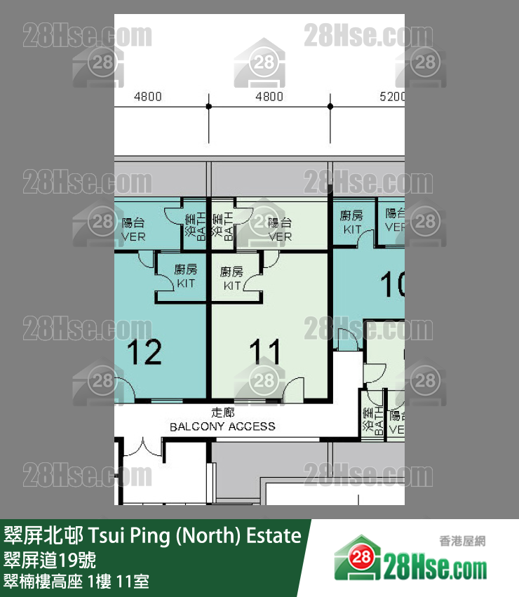 翠屏北邨 翠楠樓高座 1樓 11室 平面圖