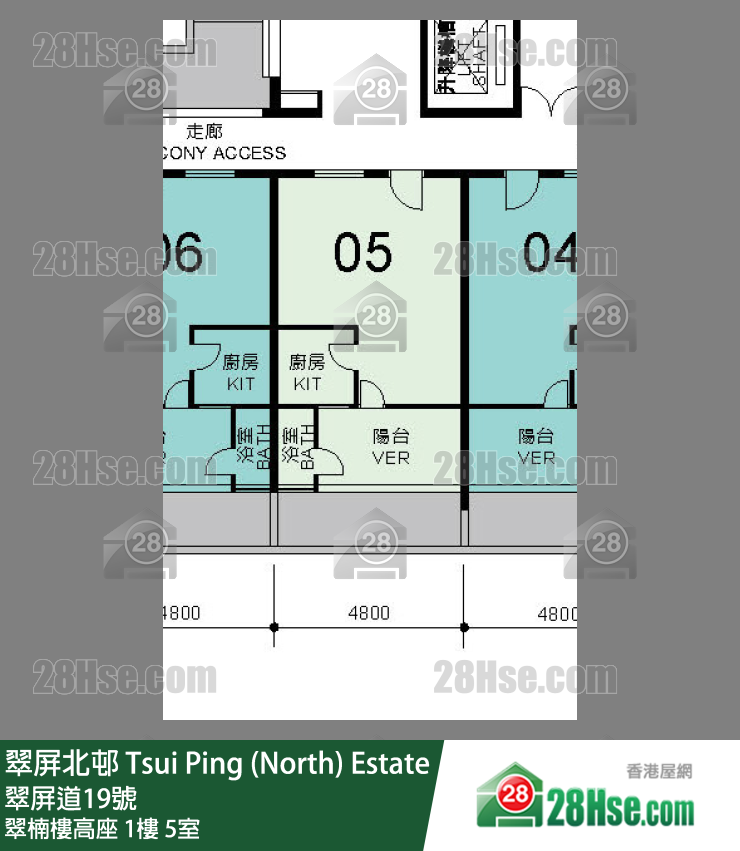 翠屏北邨 翠楠樓高座1樓 5室 平面圖