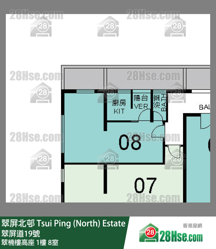 翠屏北邨 翠楠樓高座1樓 8室 平面圖