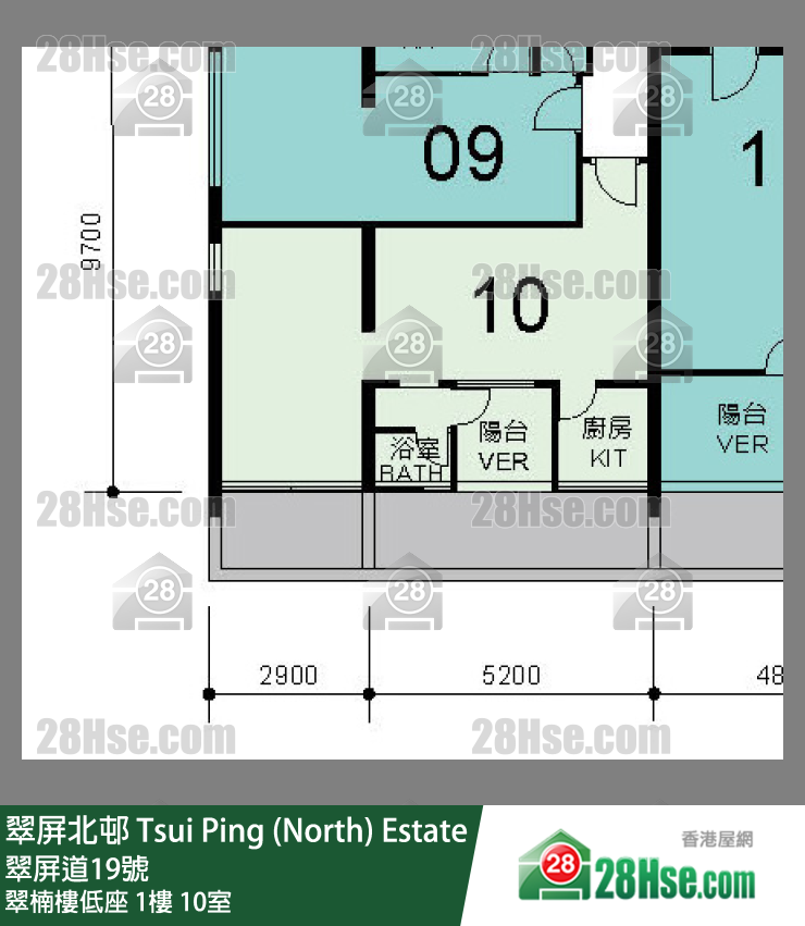 翠屏北邨 翠楠樓低座1樓 10室 平面圖
