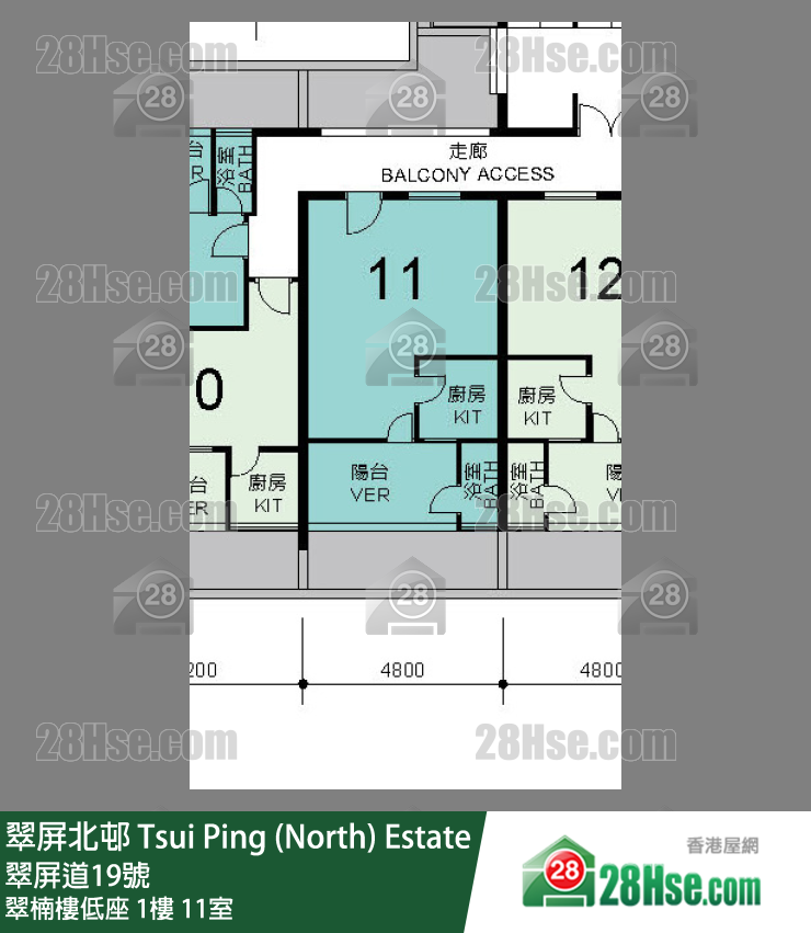 翠屏北邨 翠楠樓低座1樓 11室 平面圖