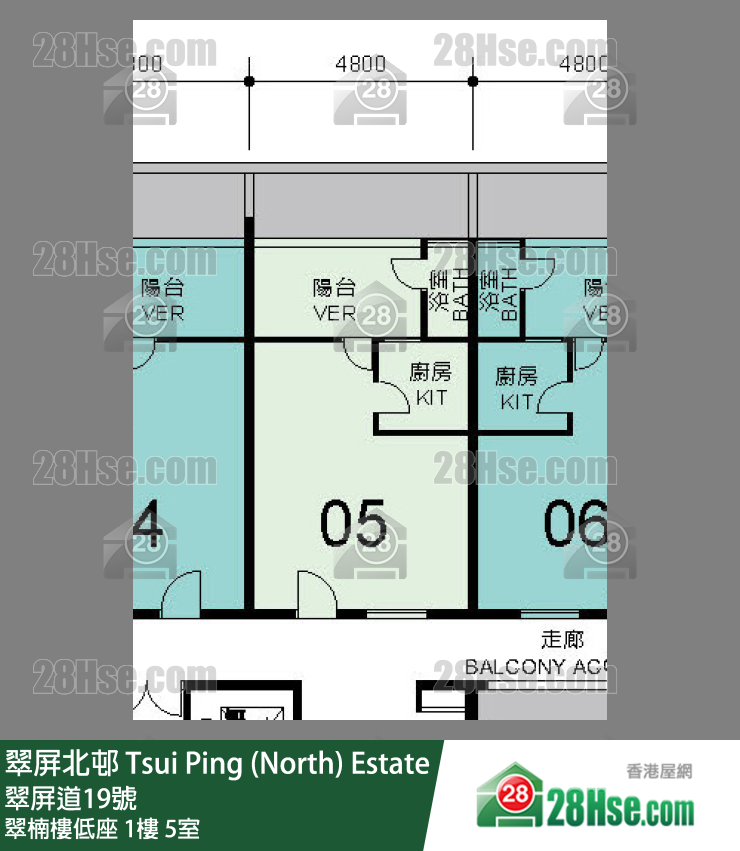 翠屏北邨 翠楠樓低座1樓 5室 平面圖