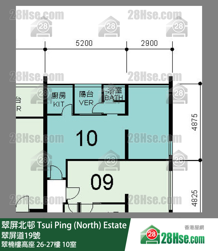 翠屏北邨 翠楠樓高座26樓 10室 平面圖