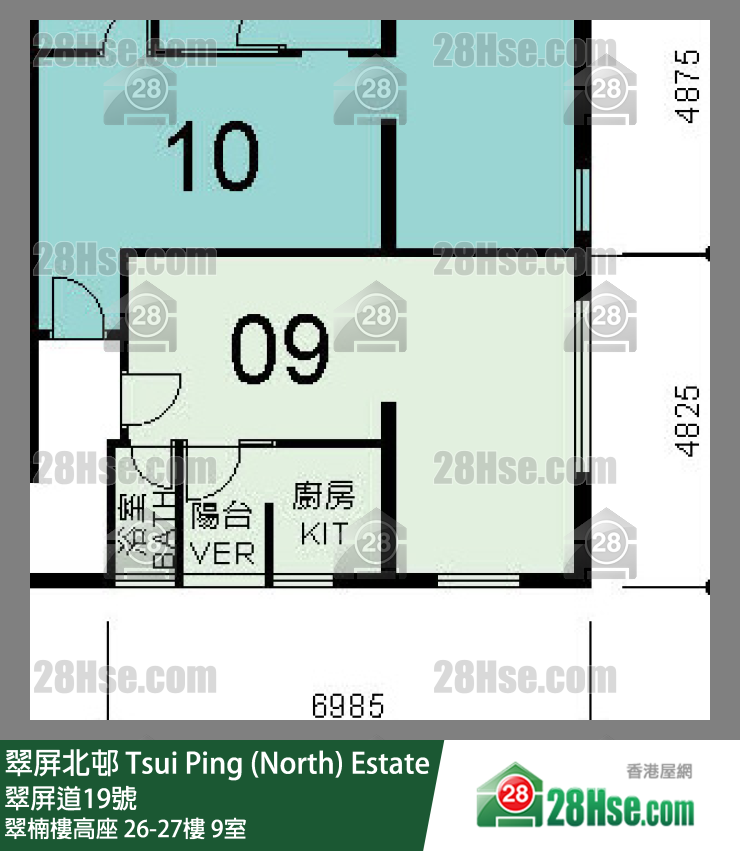 翠屏北邨 翠楠樓高座 27樓 9室 平面圖