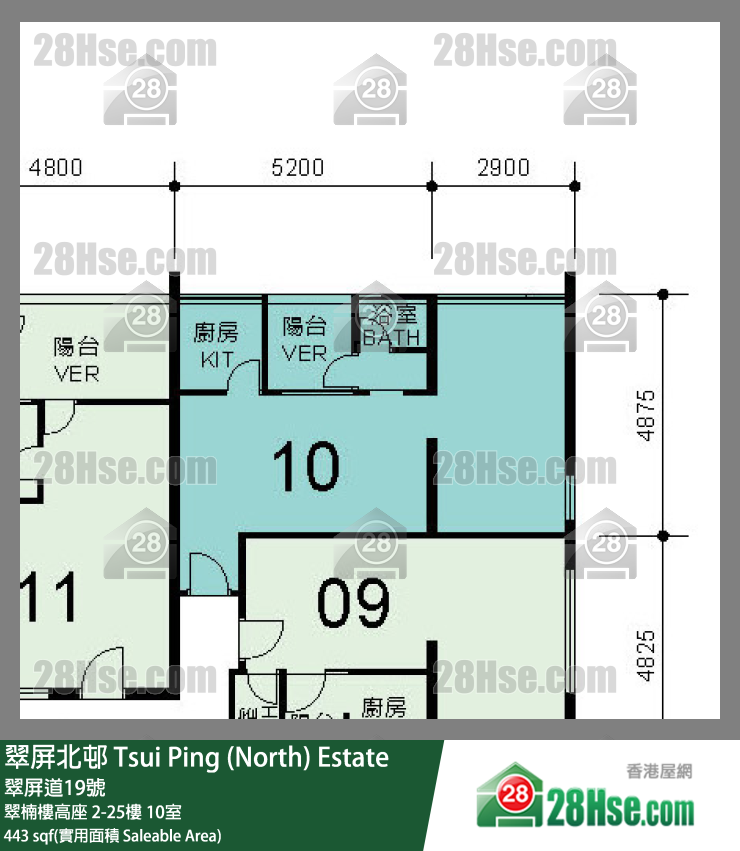 翠屏北邨 翠楠樓高座22樓 10室 平面圖
