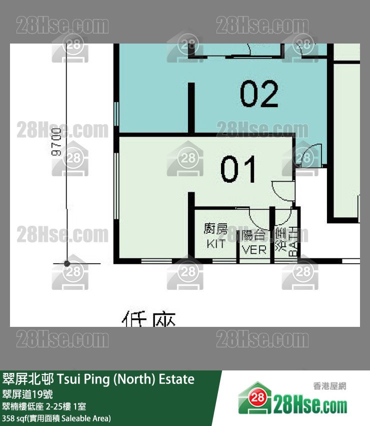 翠屏北邨 翠楠樓低座4樓 1室 平面圖