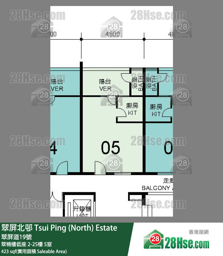 翠屏北邨 翠楠樓低座18樓 5室 平面圖