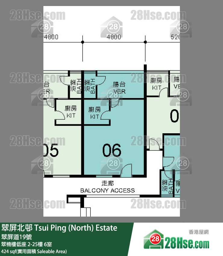 翠屏北邨 翠楠樓低座25樓 6室 平面圖