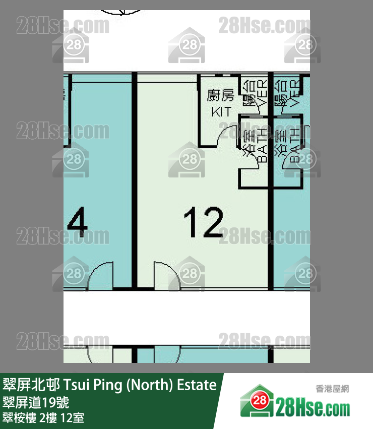 翠屏北邨 翠桉樓2樓 12室 平面圖