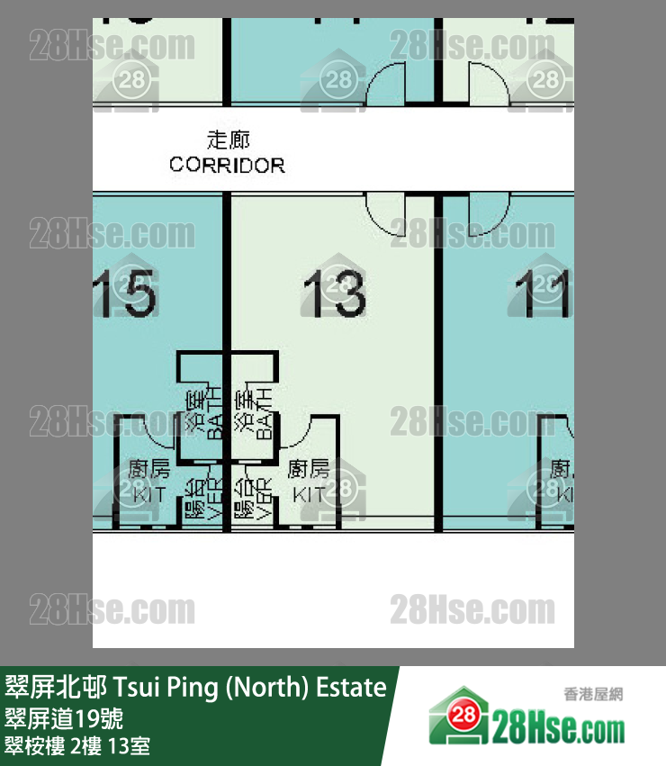翠屏北邨 翠桉樓 2樓 13室 平面圖
