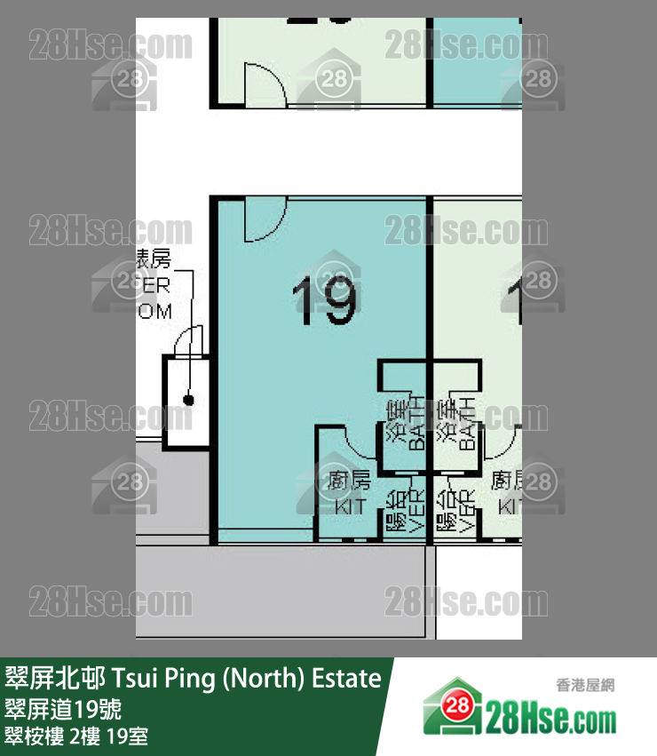 翠屏北邨 翠桉樓2樓 19室 平面圖