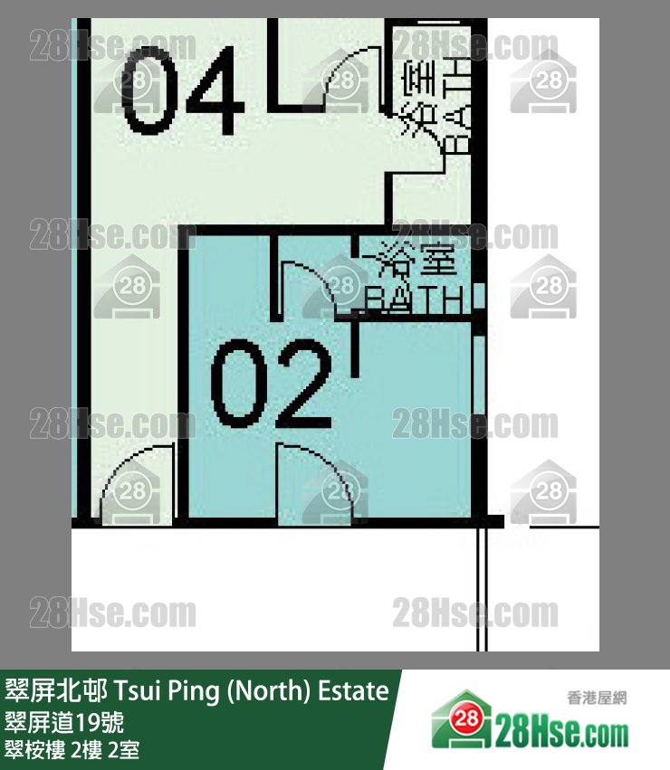 翠屏北邨 翠桉樓2樓 2室 平面圖