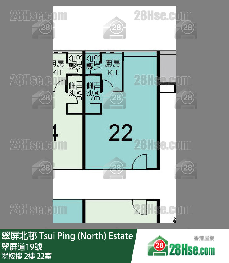 翠屏北邨 翠桉樓2樓 22室 平面圖