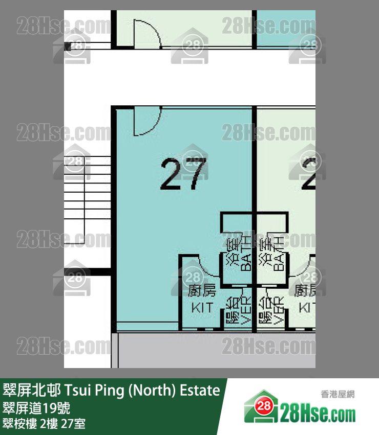 翠屏北邨 翠桉樓2樓 27室 平面圖