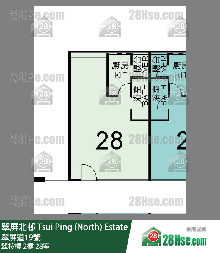 翠屏北邨 翠桉樓2樓 28室 平面圖