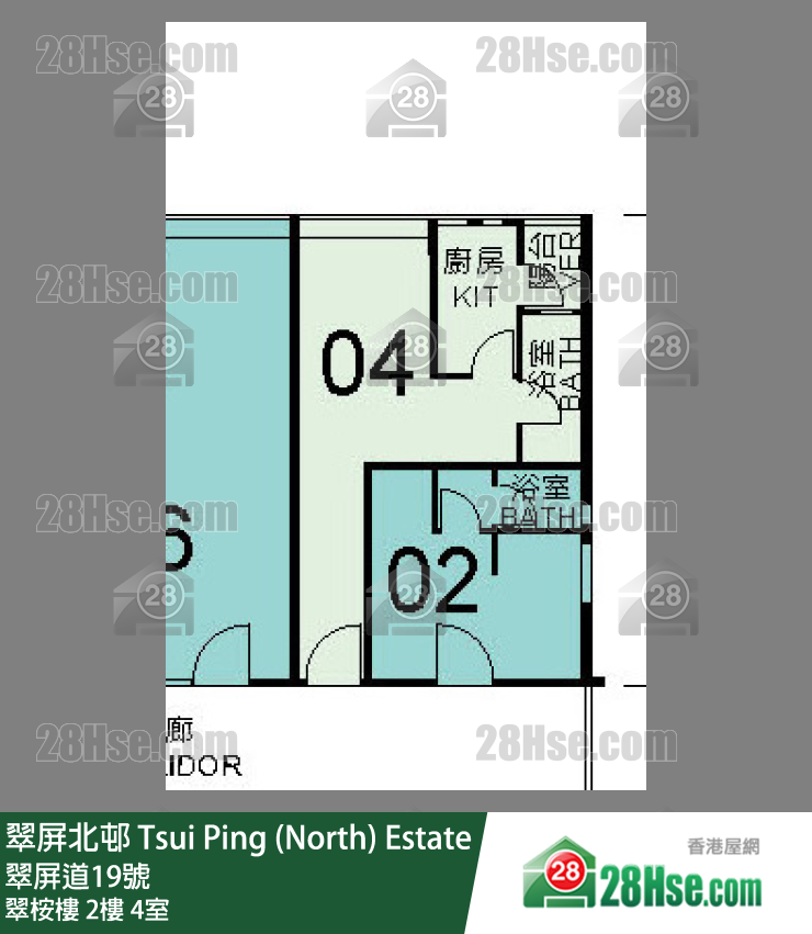 翠屏北邨 翠桉樓2樓 4室 平面圖