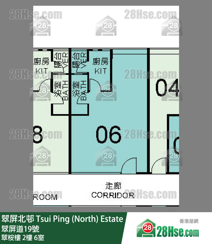 翠屏北邨 翠桉樓2樓 6室 平面圖