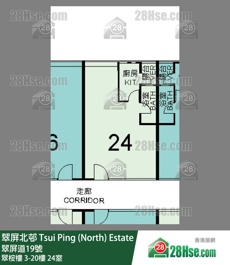翠屏北邨 翠桉樓17樓 24室 平面圖