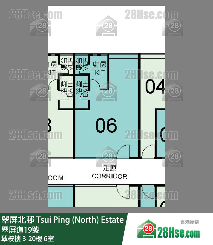 翠屏北邨 翠桉樓9樓 6室 平面圖