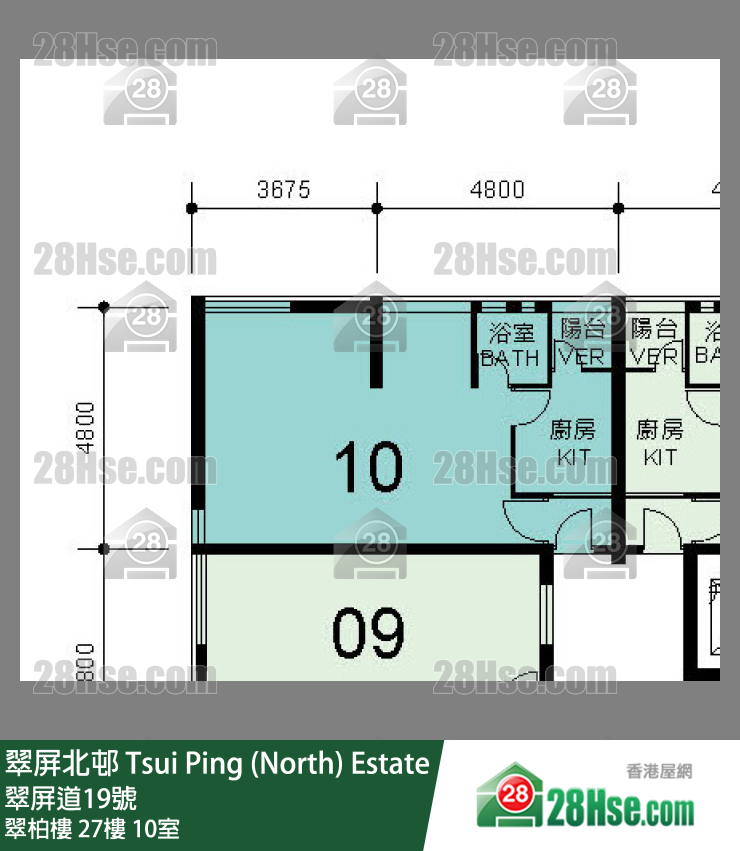 翠屏北邨 翠柏樓27樓 10室 平面圖