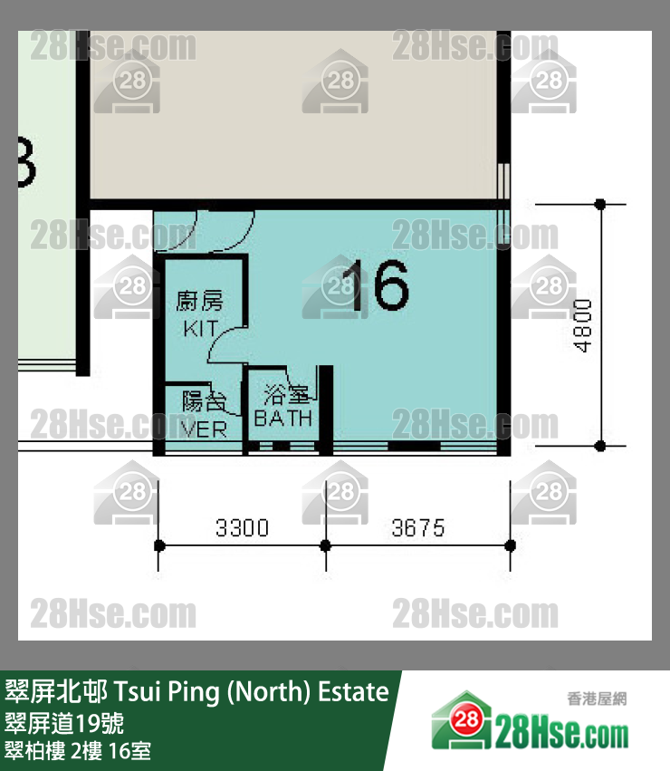 翠屏北邨 翠柏樓2樓 16室 平面圖