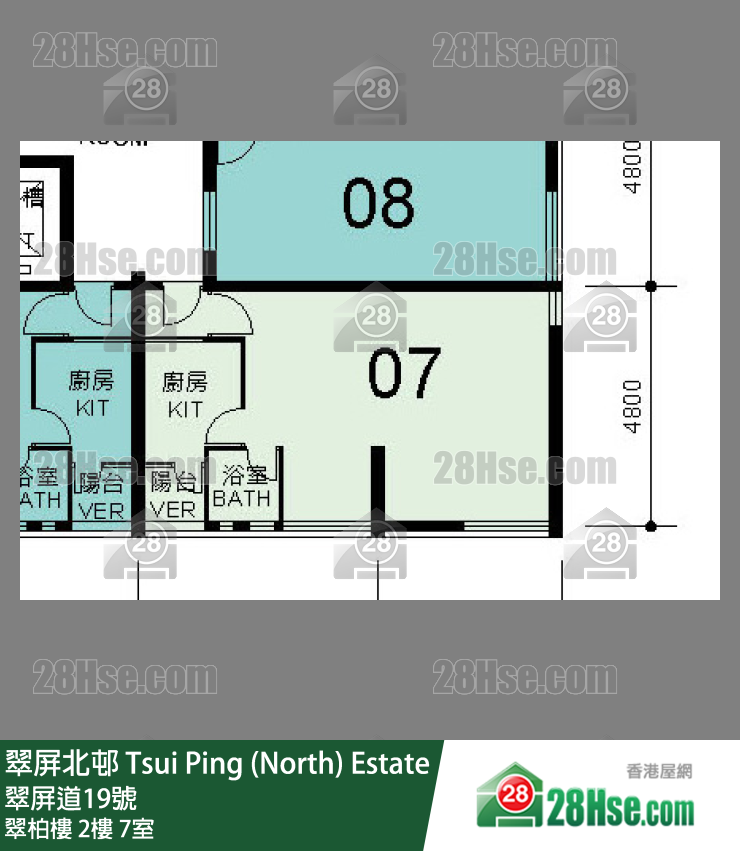 翠屏北邨 翠柏樓2樓 7室 平面圖