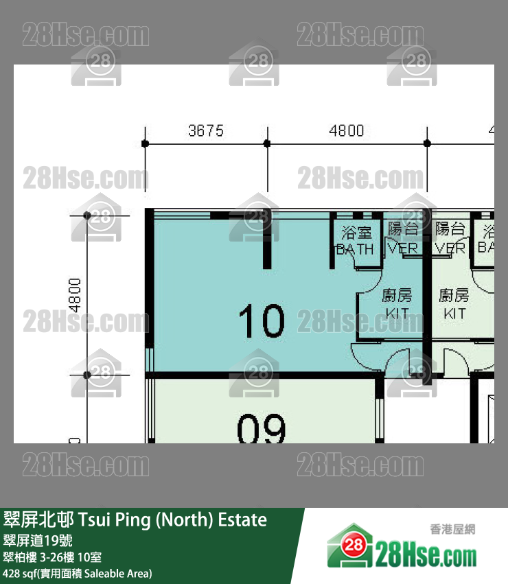 翠屏北邨 翠柏樓 19樓 10室 平面圖