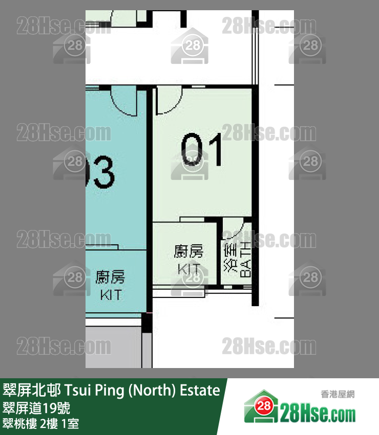 翠屏北邨 翠桃樓2樓 1室 平面圖