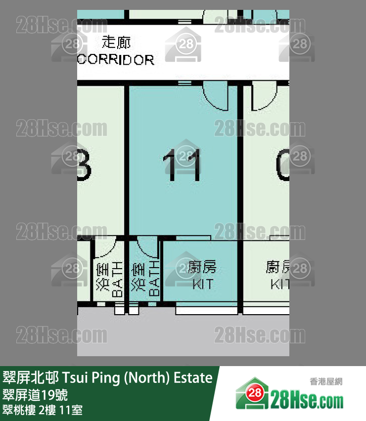 翠屏北邨 翠桃樓 2樓 11室 平面圖