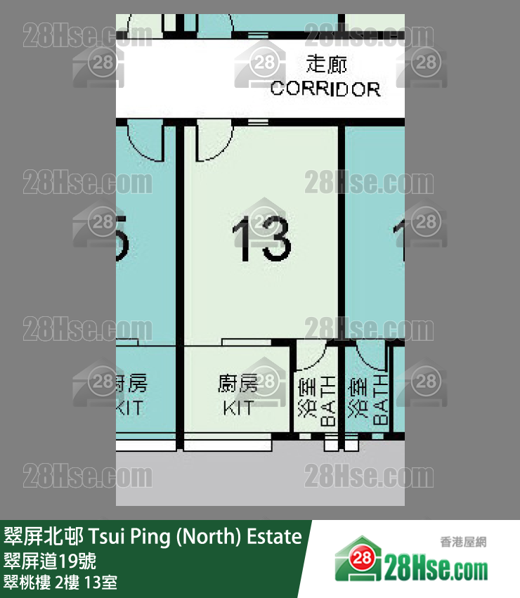 翠屏北邨 翠桃樓2樓 13室 平面圖