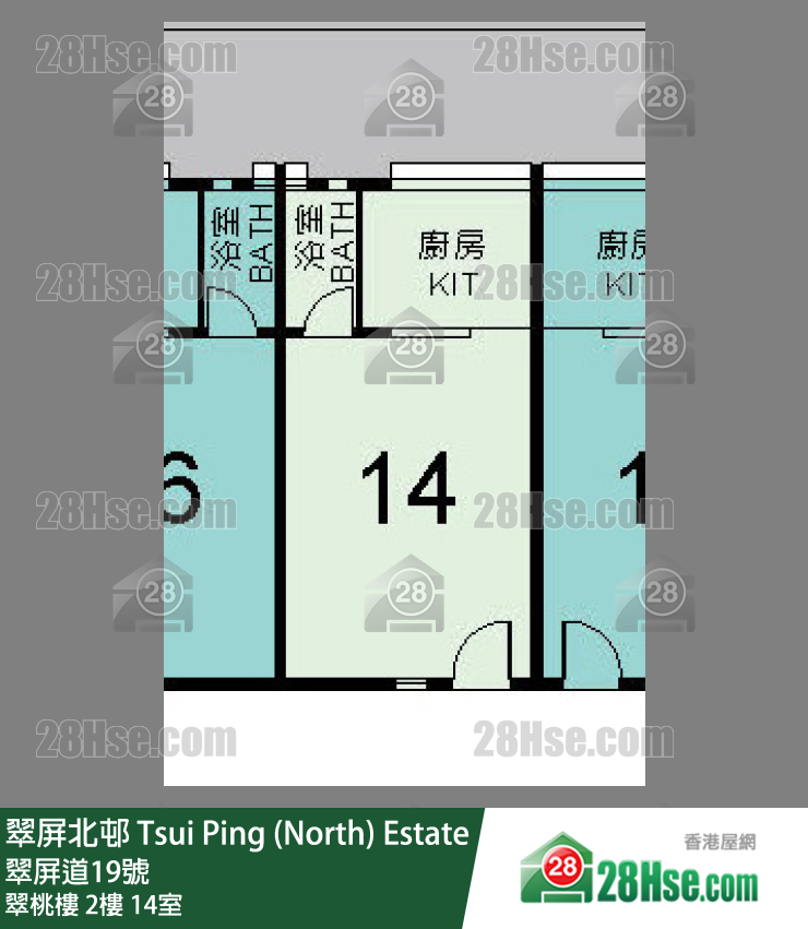 翠屏北邨 翠桃樓2樓 14室 平面圖