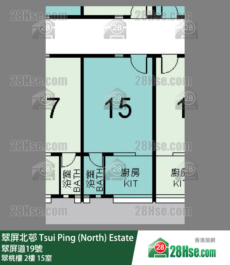 翠屏北邨 翠桃樓2樓 15室 平面圖
