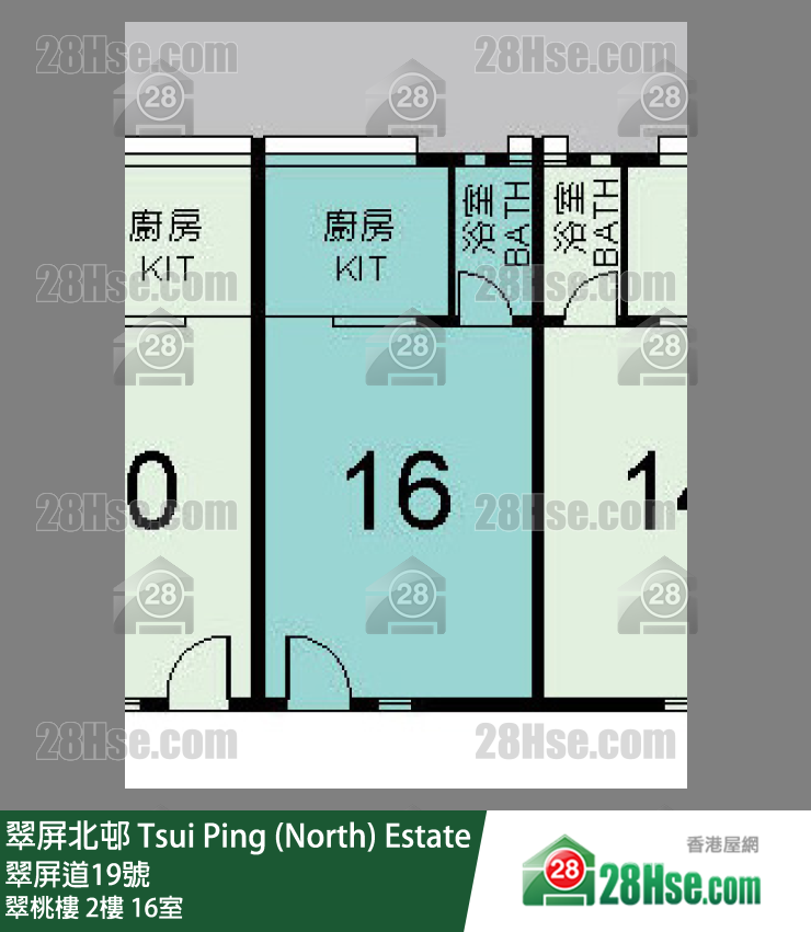翠屏北邨 翠桃楼2楼 16室 平面图